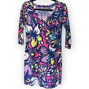 Lilly Pulitzer Women's Catwalkin Palmetto Henley Shirt Dress XSmall long sleeve